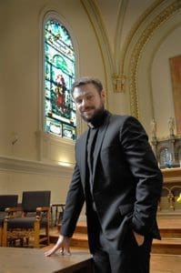Deacon Michael Wolfe, pictured at Saint Francis de Sales Seminary, St. Francis, on Wednesday, April 27. (Catholic Herald photo by John Kimpel)