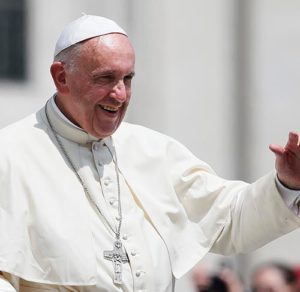 Pope Francis waves as he leaves his general audience in St. Peter's Square at the Vatican June 8. (CNS photo/Paul Haring)