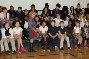 With the students is Sue Ewens, founder of the Ewens WIcare Program Scholarship and Catholic East benefactor. (Catholic Herald photos by Ricardo Torres)