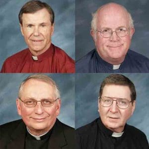 Pictured clockwise from top left are Frs. Ralph Gross, William Key, Ronald Gramza and Gregory Spitz.