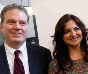 Greg Burke, the new director of the Vatican press office and Vatican spokesman, and Paloma Garcia Ovejero, the new vice director, are pictured during an announcement of their appointments to journalists at the Vatican press office July 11. Jesuit Fr. Federico Lombardi, who has served as director of the press office and Vatican spokesman since 2006, will retire. Burke, a native of St. Louis, has worked for the Vatican since 2012 and prior to that was a television correspondent for Fox News. Garcia Ovejero is a Spanish journalist who has worked for the radio station of the Spanish Bishops’ Conference. (CNS photo/Paul Haring)