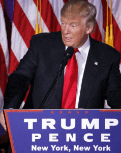 President-elect Donald Trump delivers his acceptance speech at the New York Hilton Midtown in Manhattan in the early morning hours Nov. 9. (CNS photo/Shawn Thew, EPA)