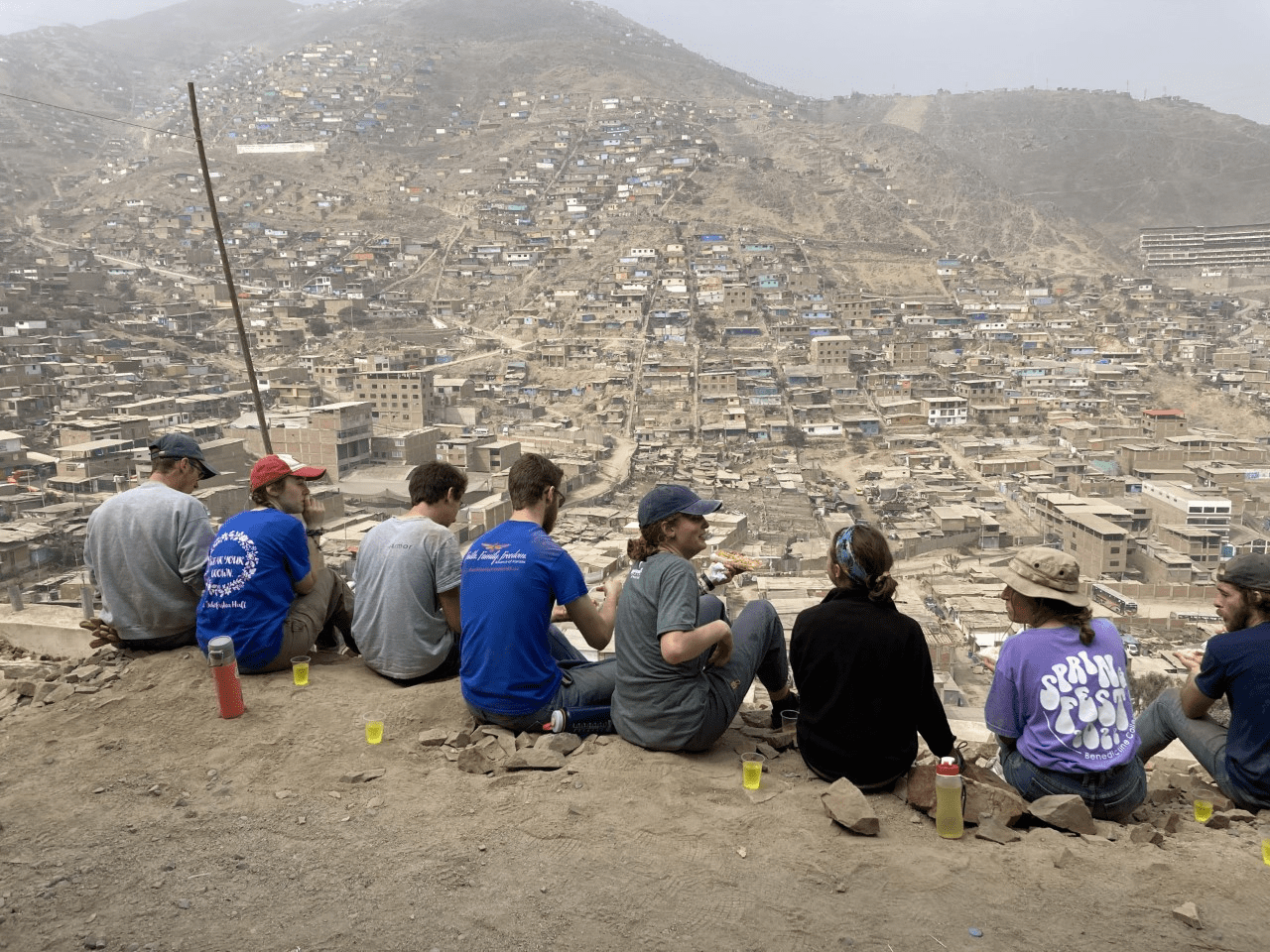 This is lunchtime overlooking some of Pamplona. The “city” has a larger population than Denver — over 4 million impoverished people.