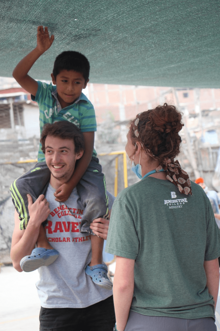 This is me with a kid on my shoulders during one of our medical days.