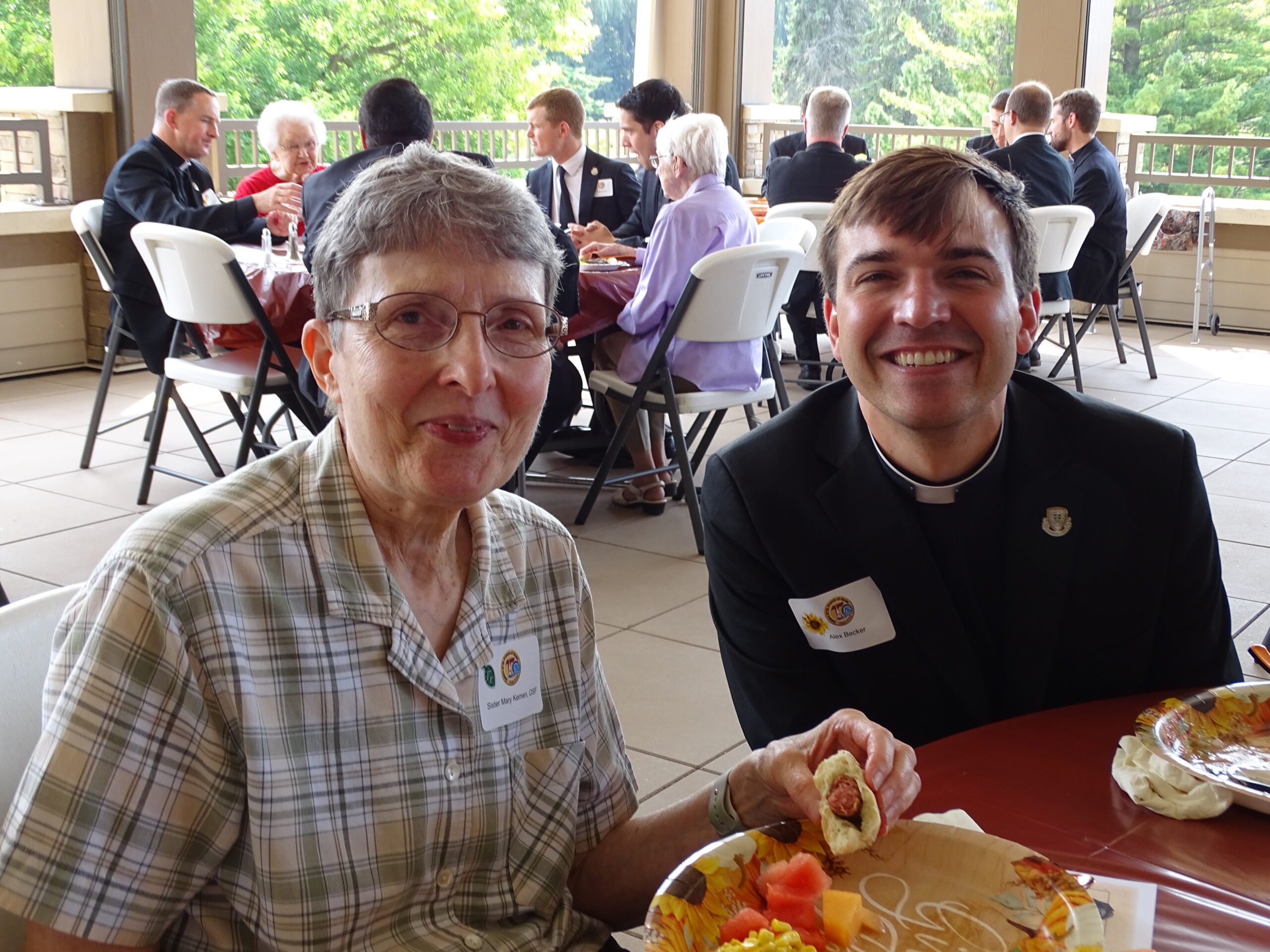 Seminarian Alex Becker with Sister Mary Kemen